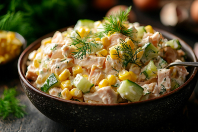 Салат с курицей без майонеза &mdash; съедается быстрее, чем готовится: сочный, яркий и очень аппетитный